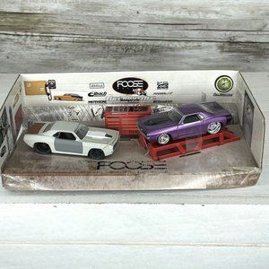 Foose Full Throttle Horsepower Diecast 2 Dodge Challengers And Tool Box 1/64